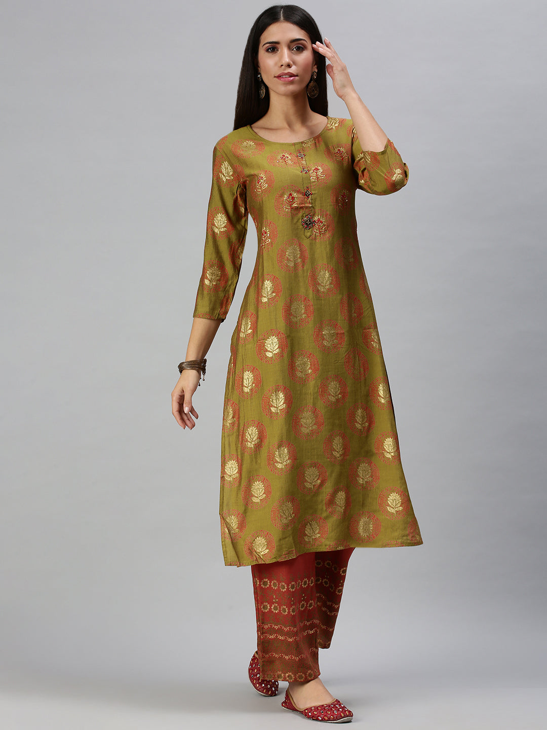 Women's Green Printed Kurta Sets