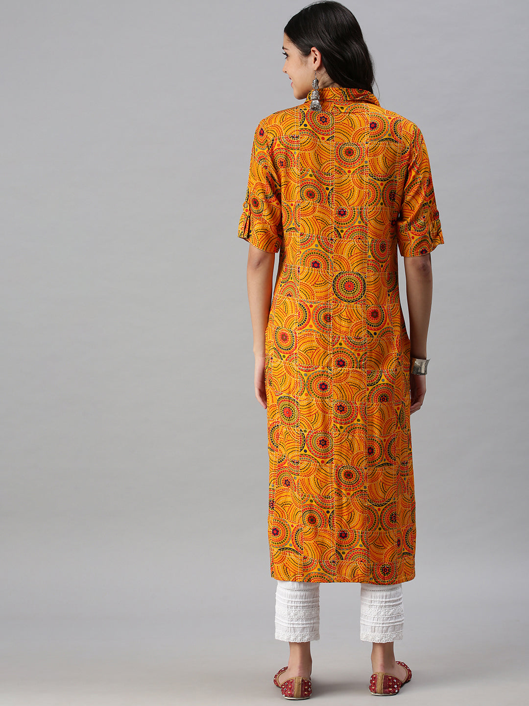 Women's Yellow Printed Straight Kurta