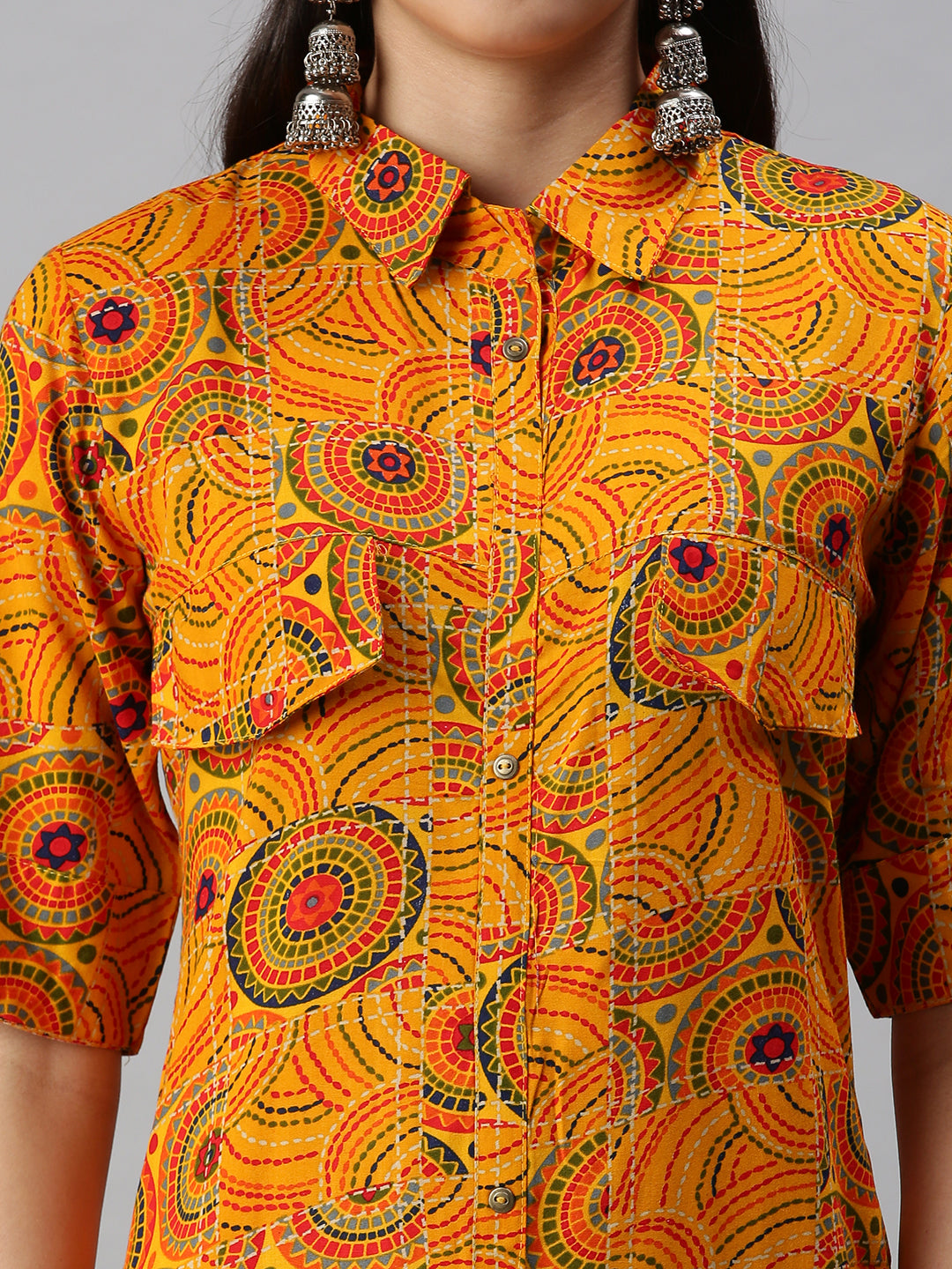 Women's Yellow Printed Straight Kurta