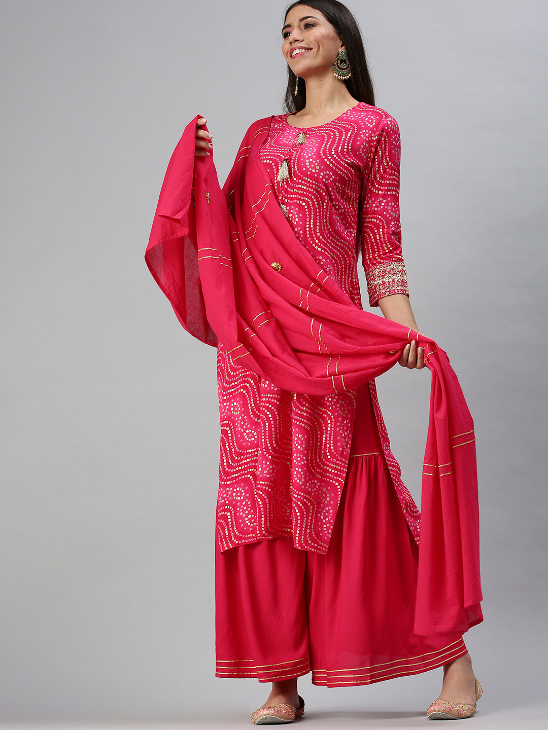 Women's Magenta Printed Kurta Sets