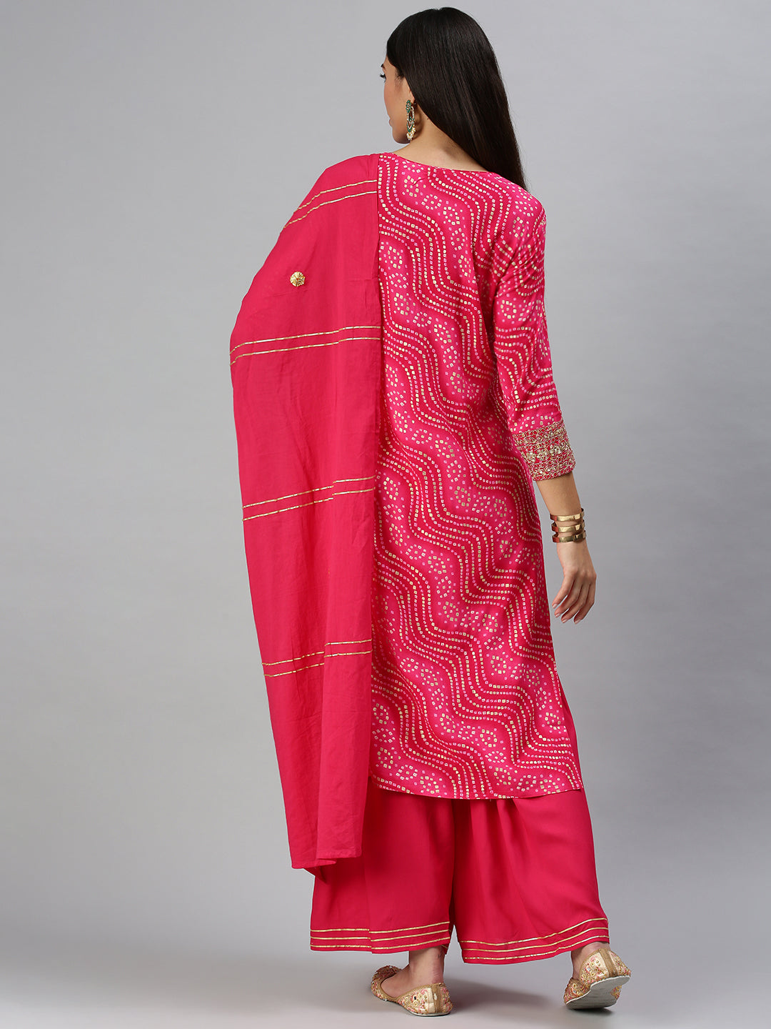 Women's Magenta Printed Kurta Sets