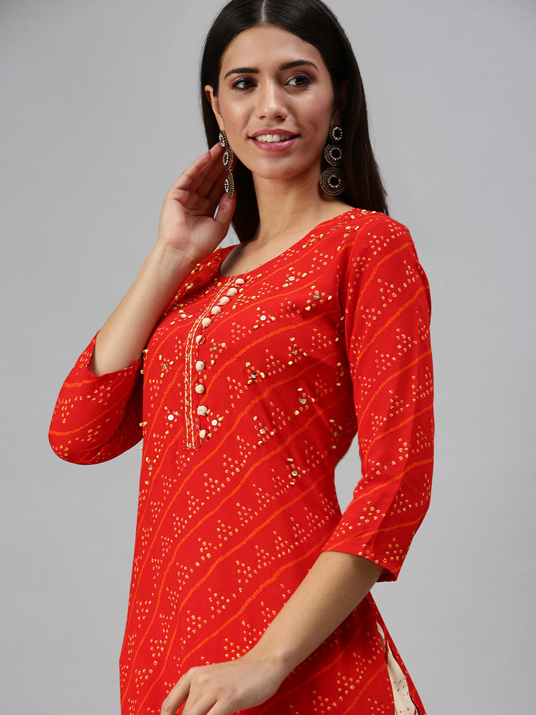 Women's Red Printed Kurta Sets