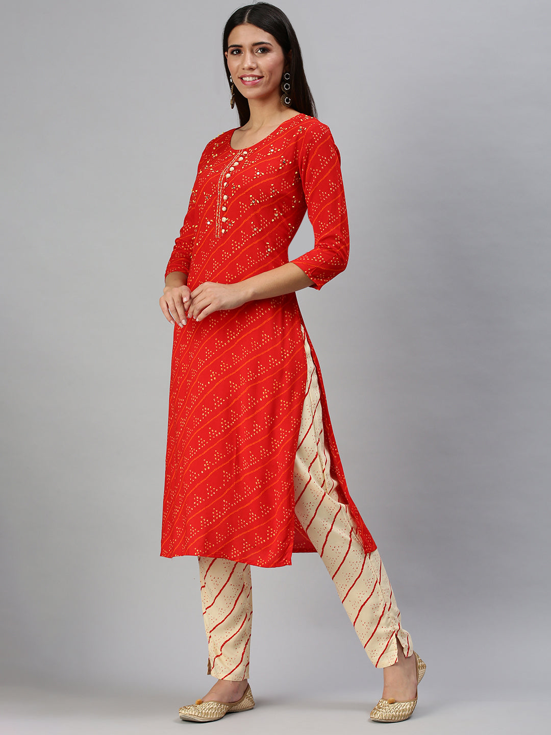 Women's Red Printed Kurta Sets