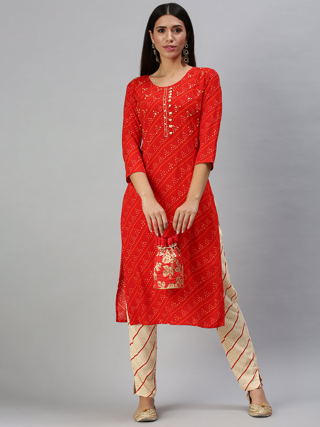 Women's Red Printed Kurta Sets