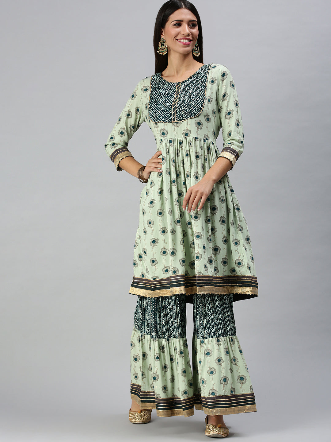 Women's Green Printed Kurta Sets