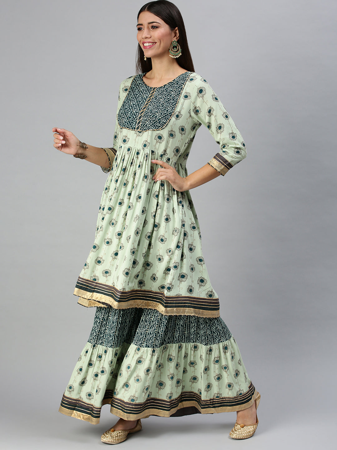 Women's Green Printed Kurta Sets