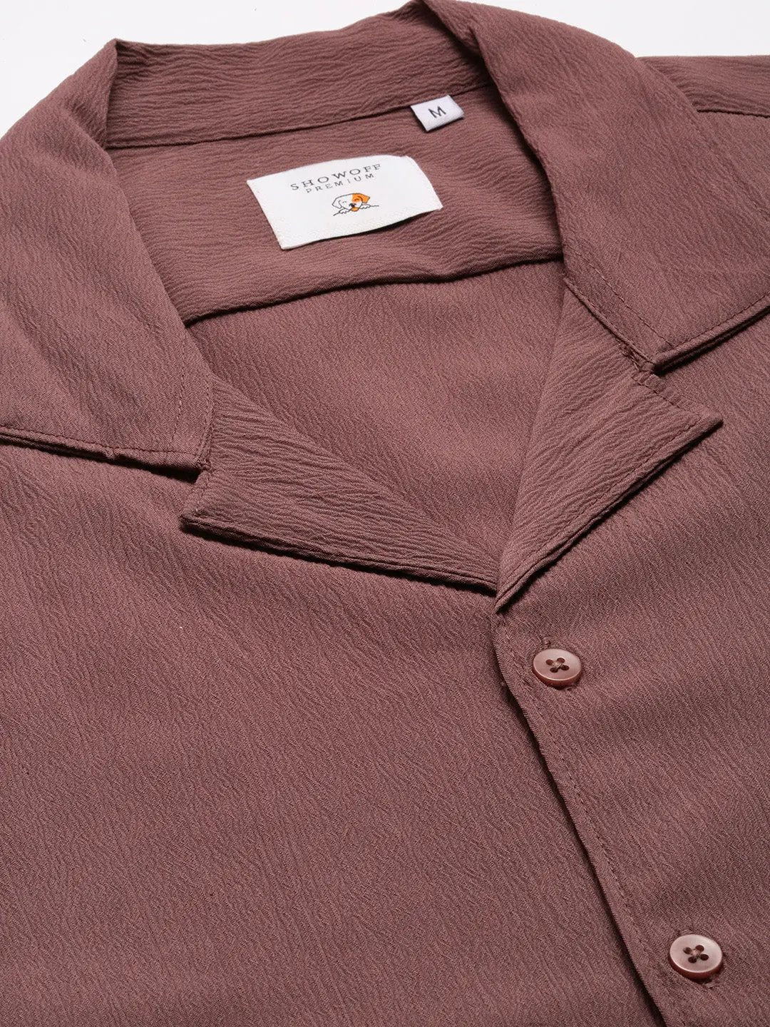 Men's Cuban Collar Solid Lavender Casual Shirt
