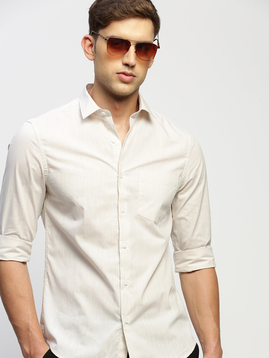 Men White Solid Shirt