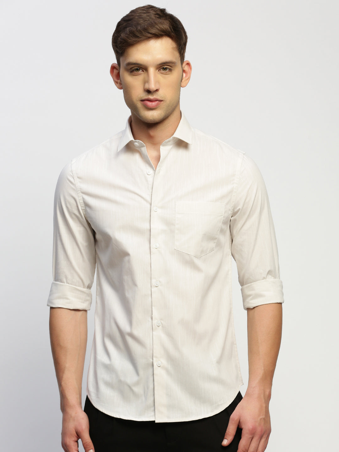 Men White Solid Shirt