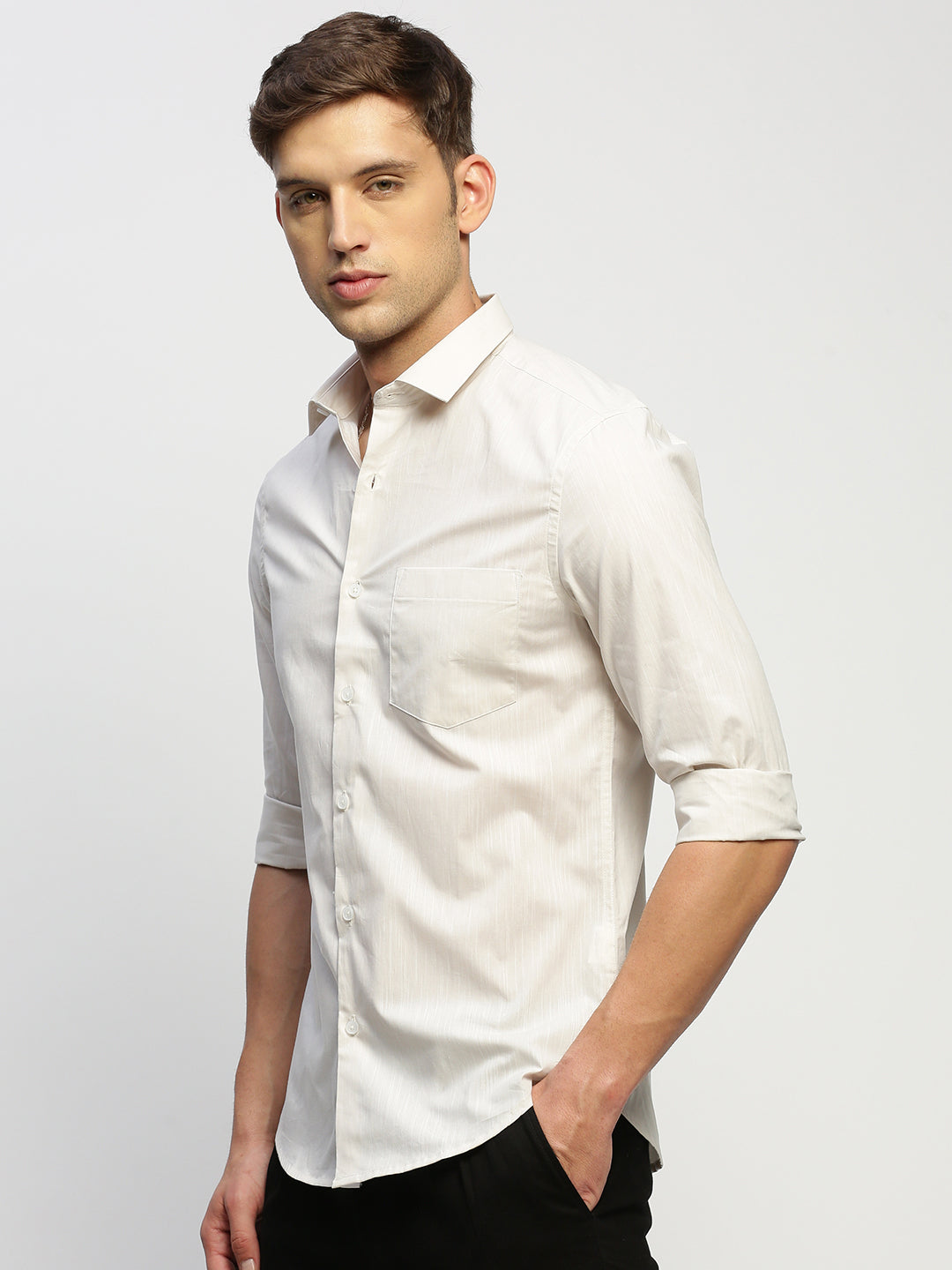 Men White Solid Shirt