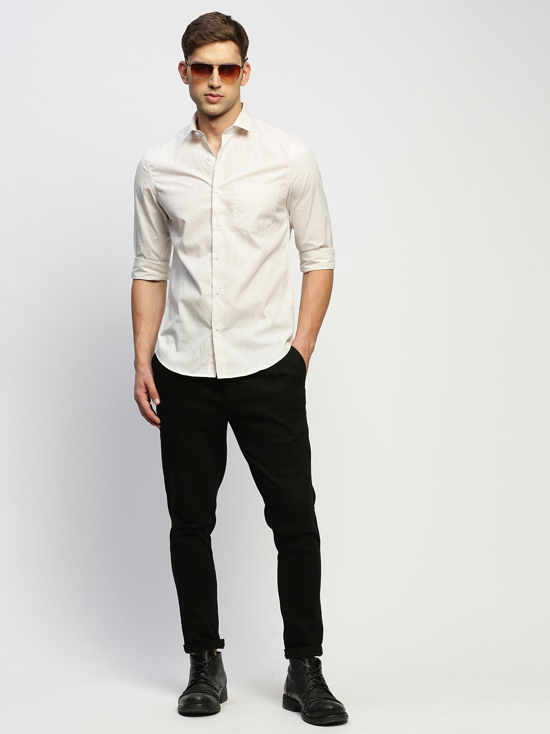 Men White Solid Shirt