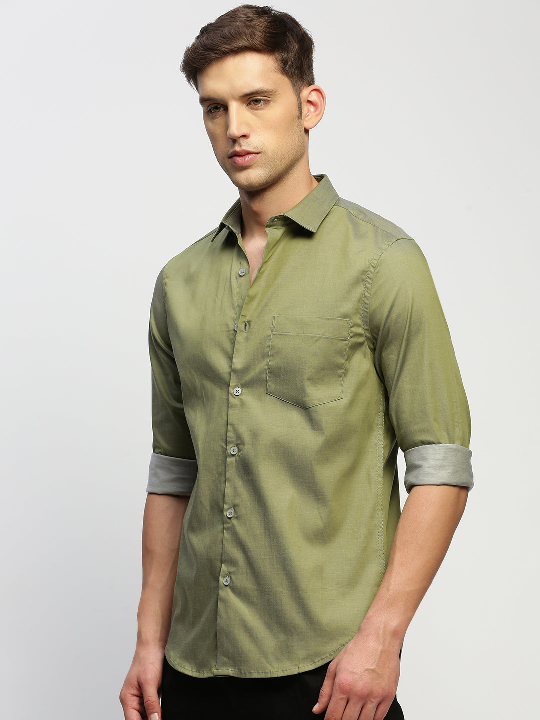 Men Green Solid Shirt