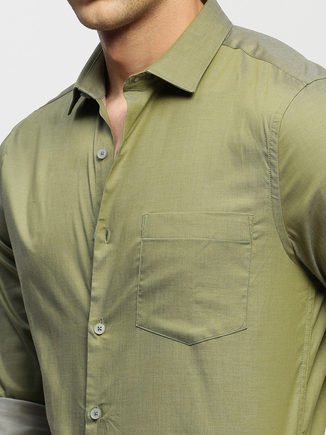 Men Green Solid Shirt