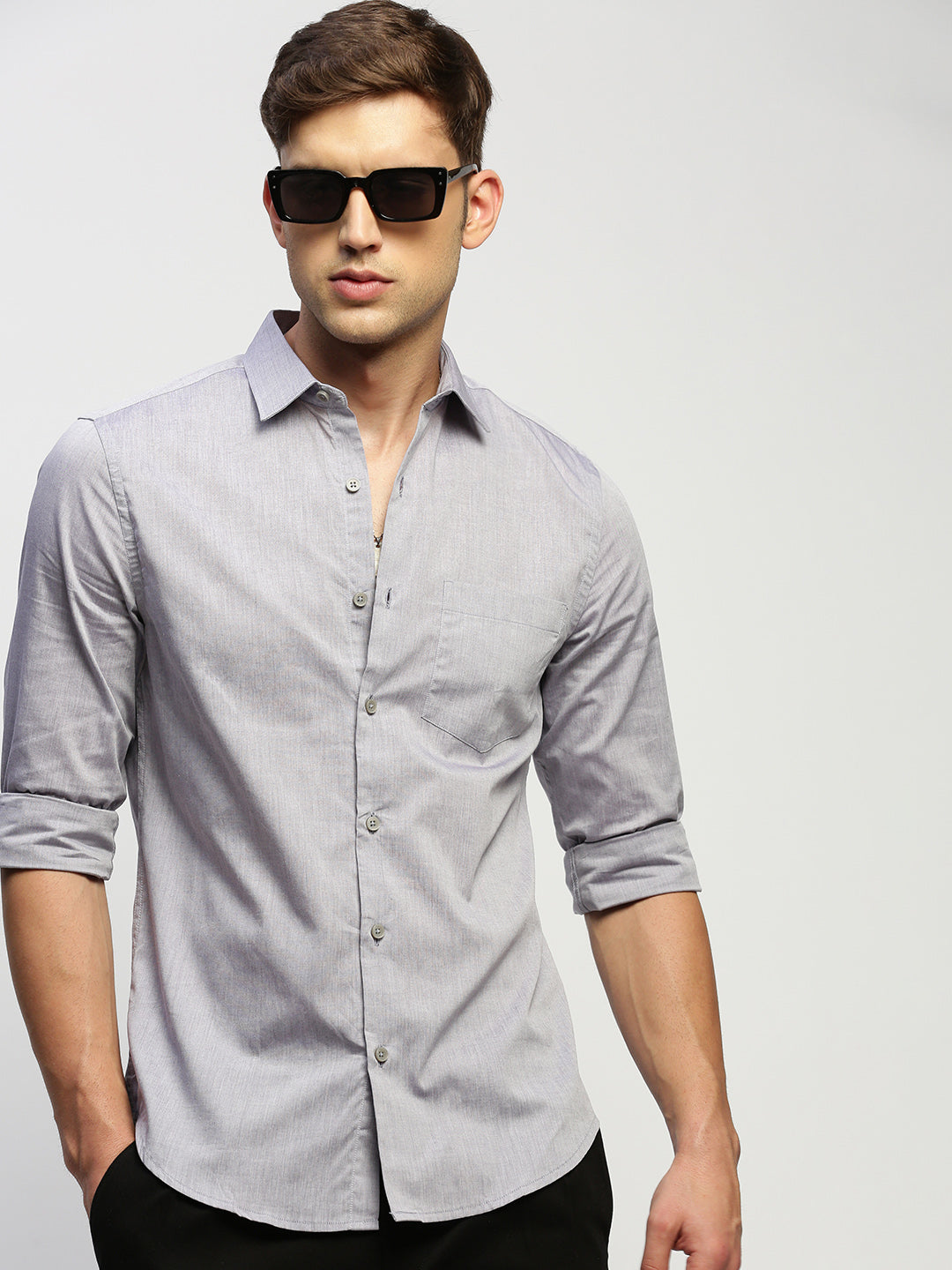 Men Grey Solid Shirt