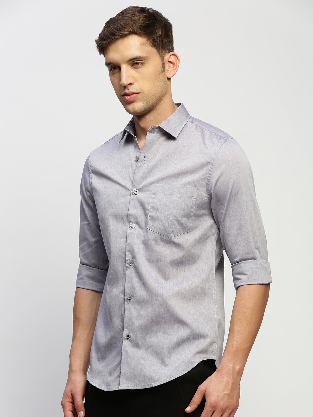 Men Grey Solid Shirt