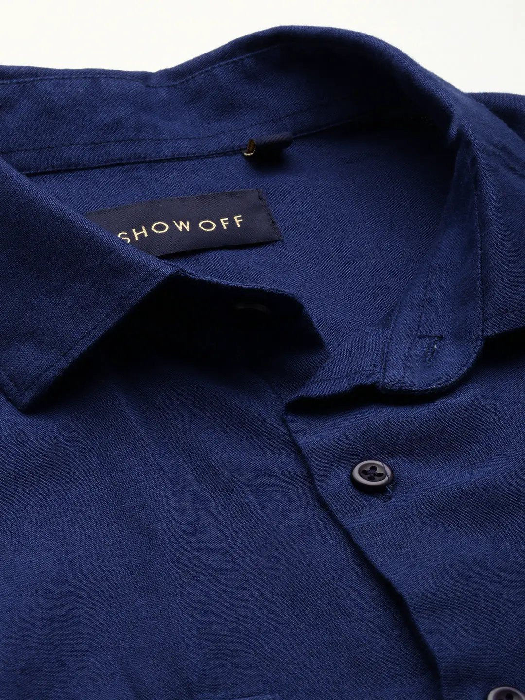 Men's Navy Solid Casual Shirt