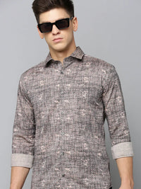Men's Black Comfort Regular Fit Abstract Printed Cotton Casual Shirt