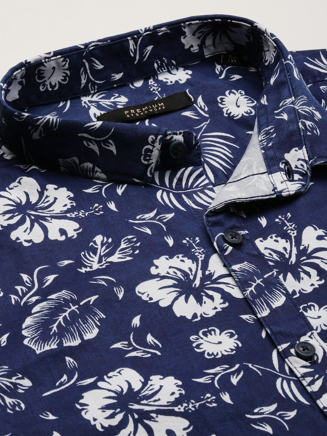 Men's Navy Blue Slim Fit Floral Printed Casual Shirt