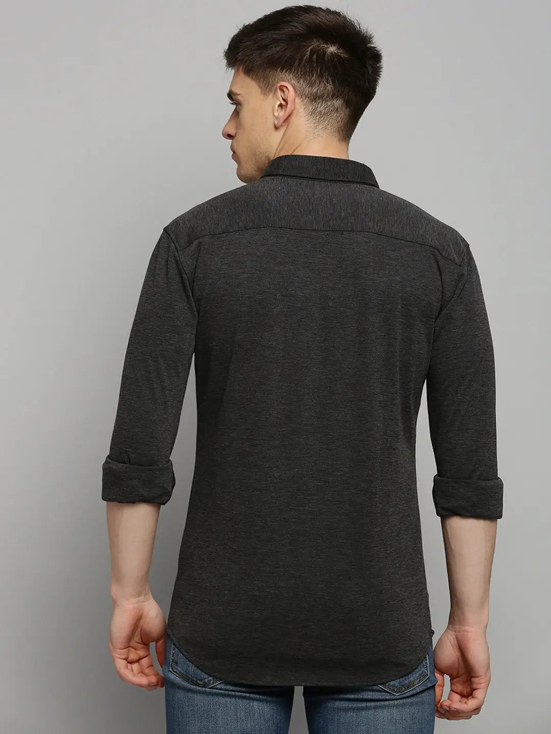 Men's Grey Solid Casual Shirt