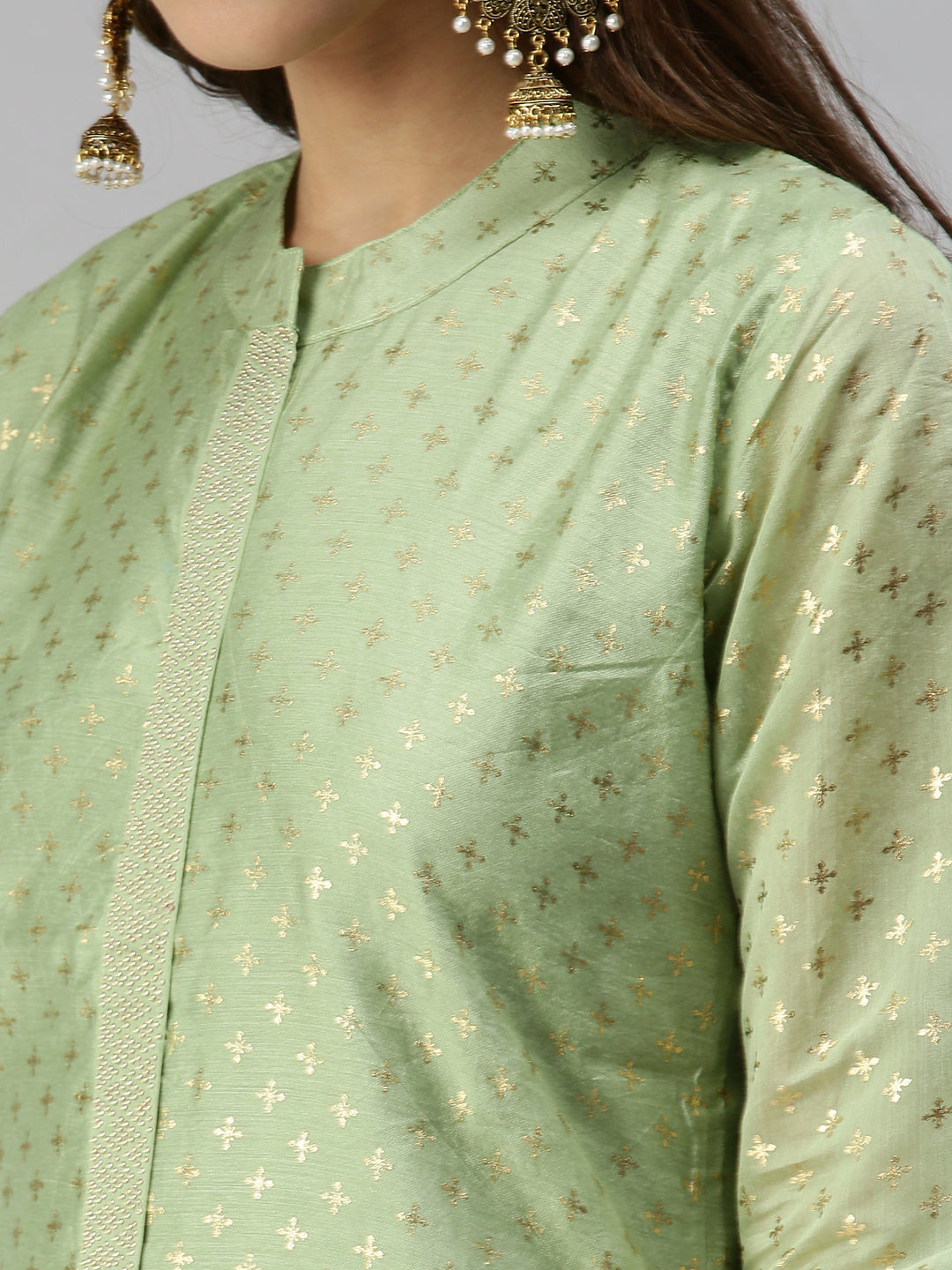 Women's Green Embellished Straight Kurta