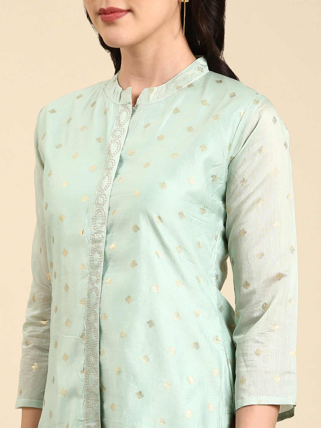 Women's Sea Green Printed Straight Kurta