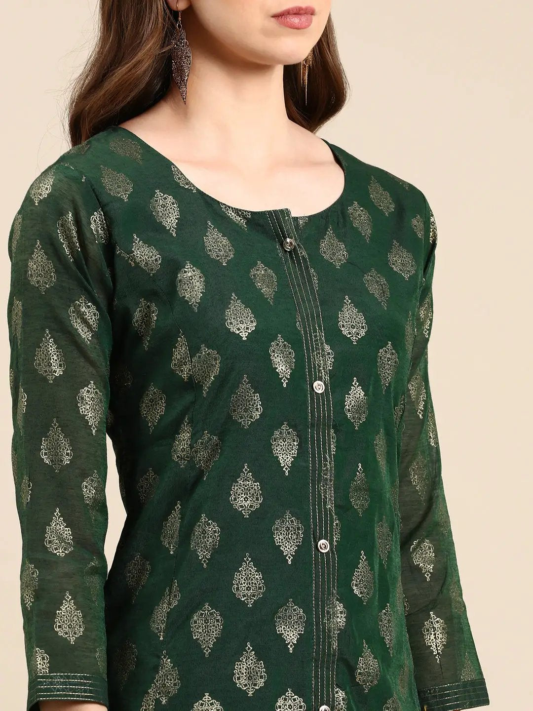 Women's Green Printed Straight Kurta