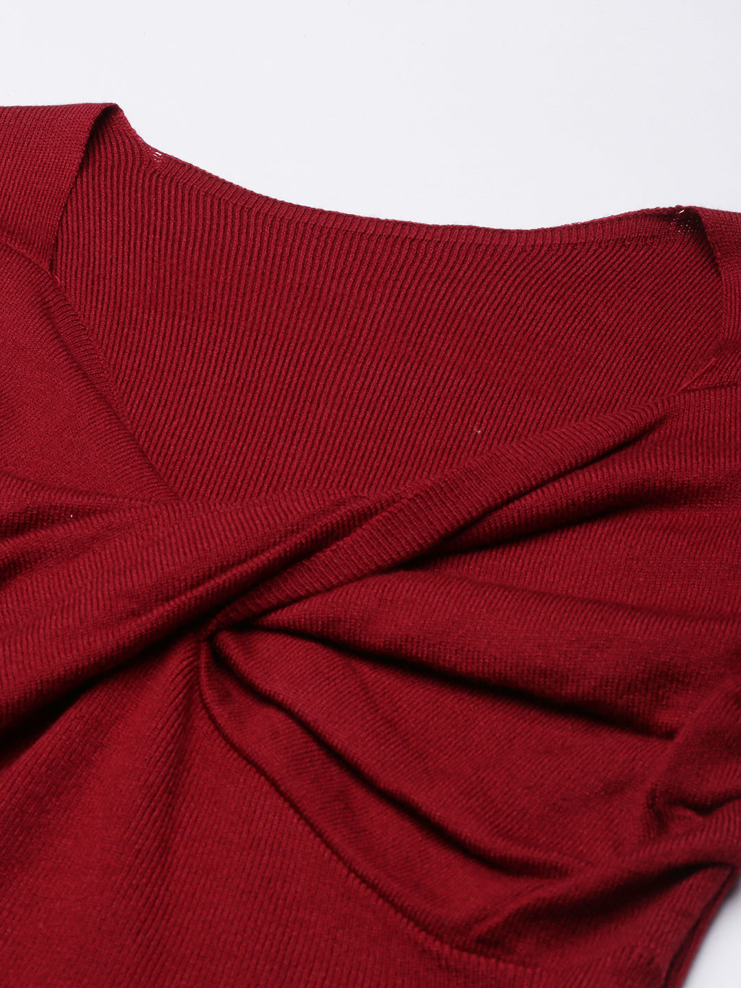 Women Maroon Solid Fitted Top