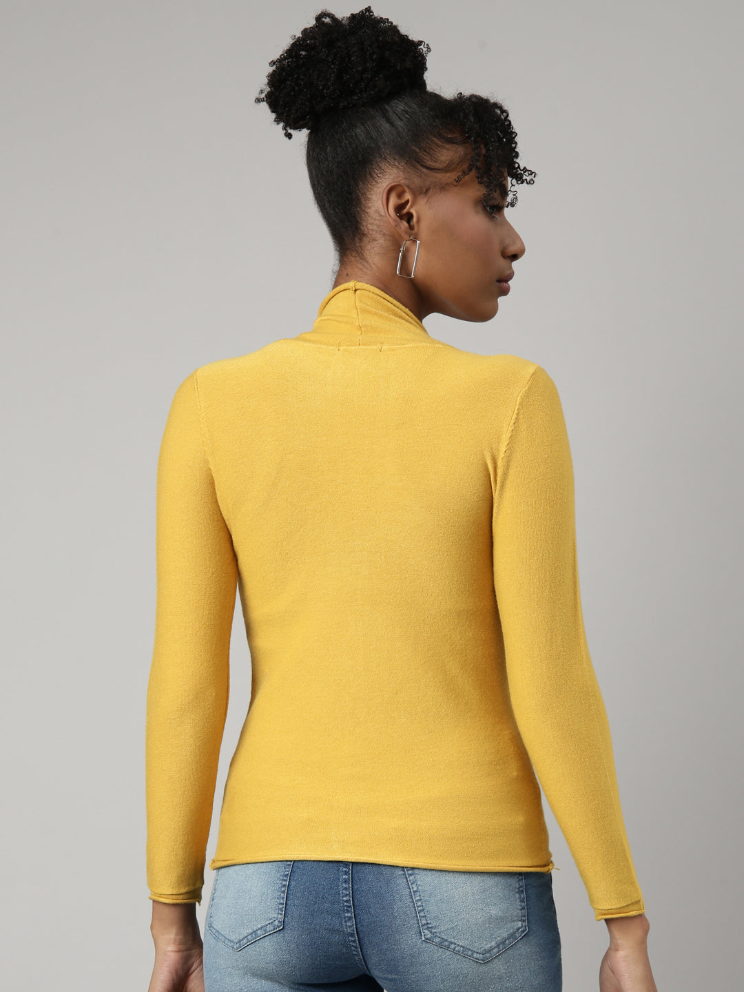 Women Yellow Solid Fitted Top