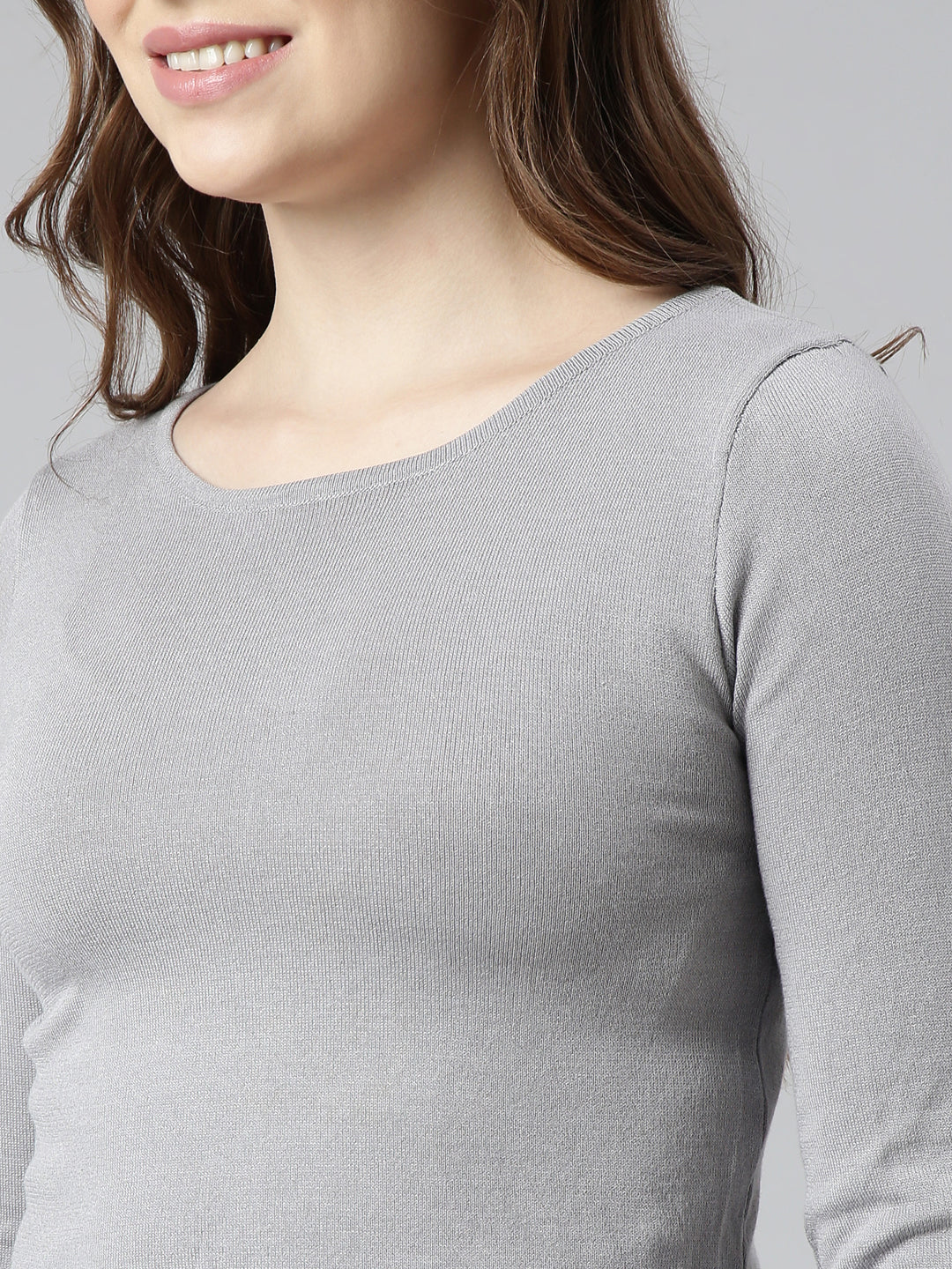 Women Grey Solid Crop Top