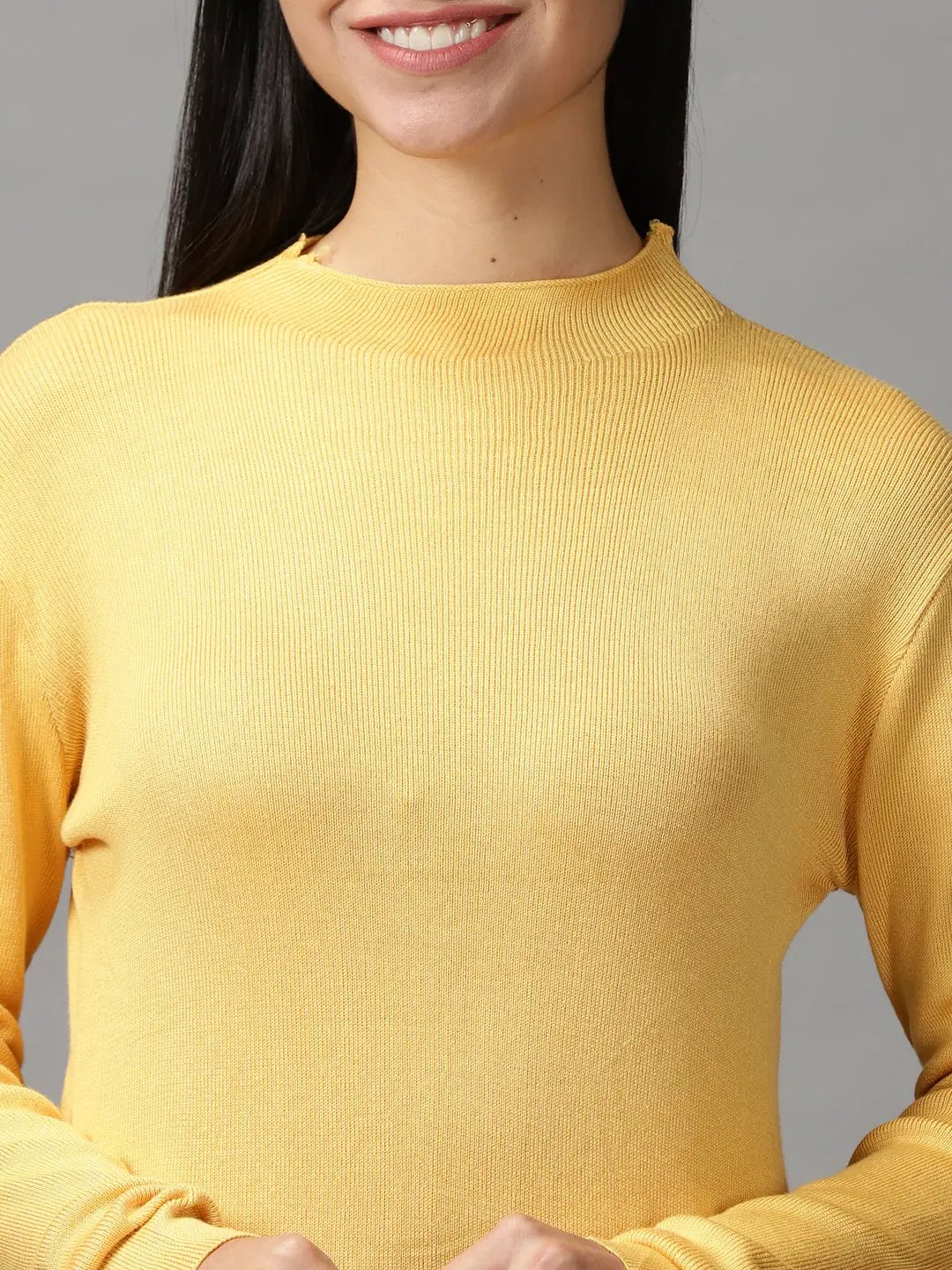 Women's Yellow Solid Bodycon Dress