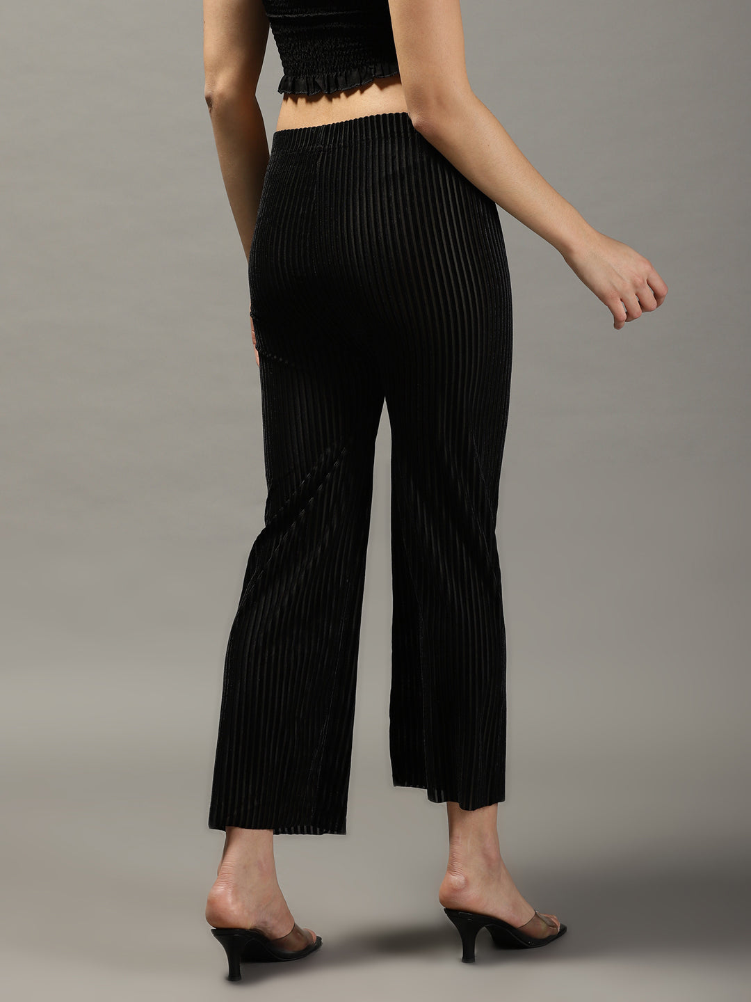 Women's Black Solid Parallel Trouser