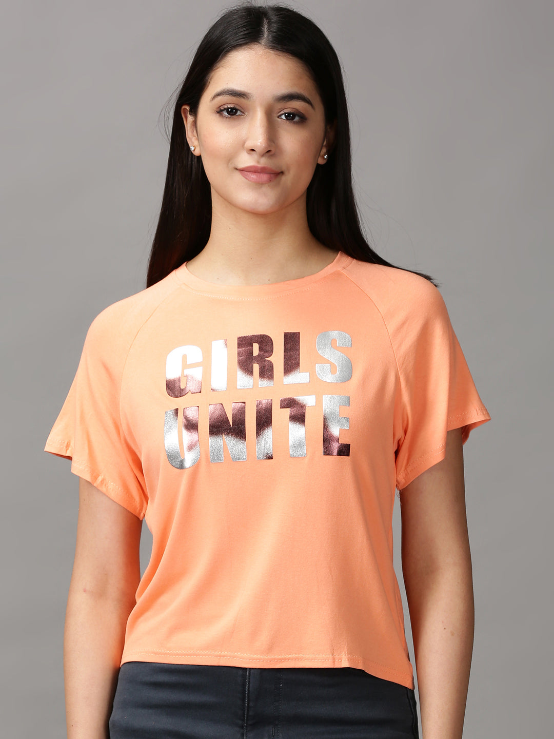 Women's Orange Solid Top