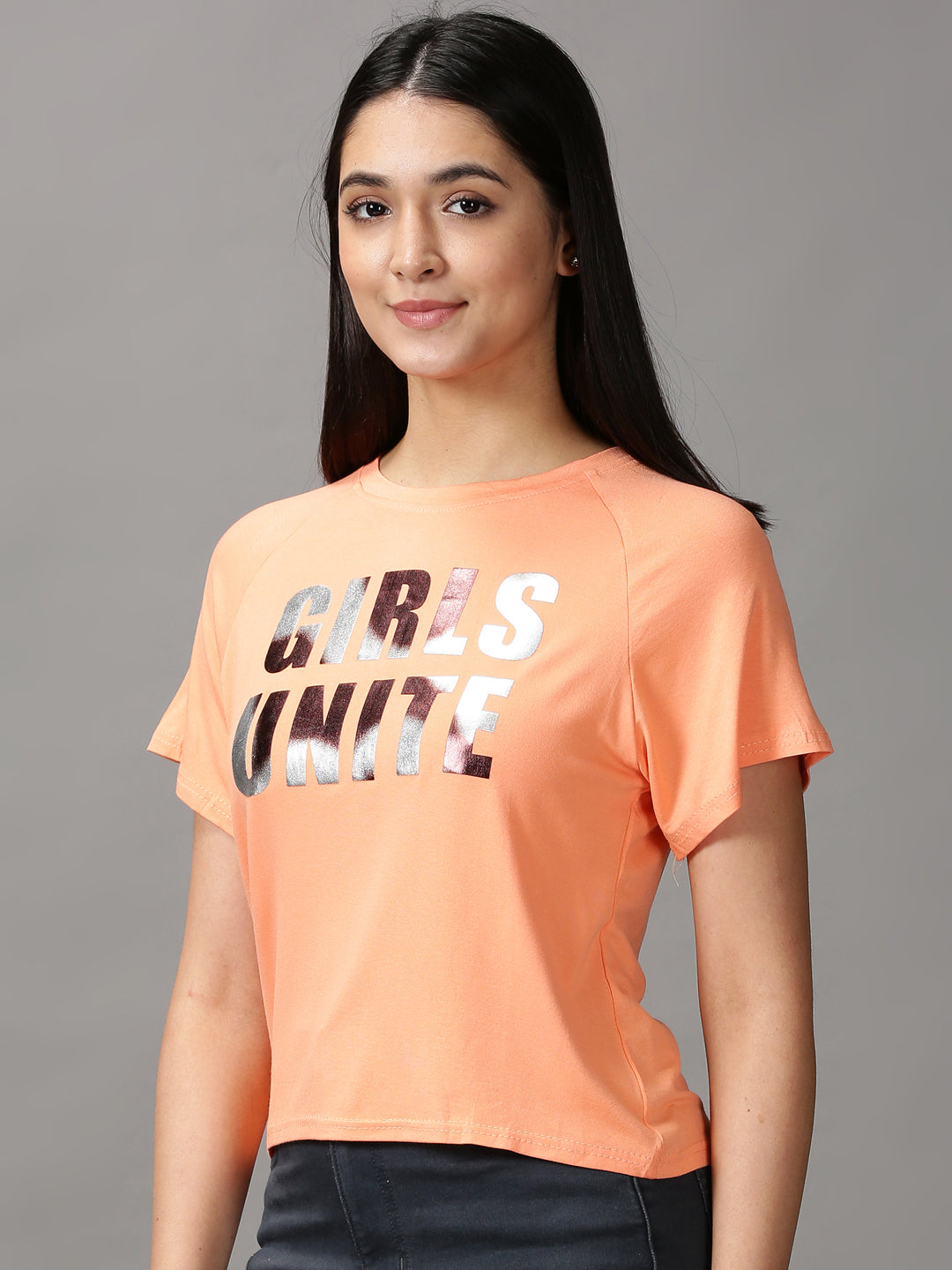 Women's Orange Solid Top