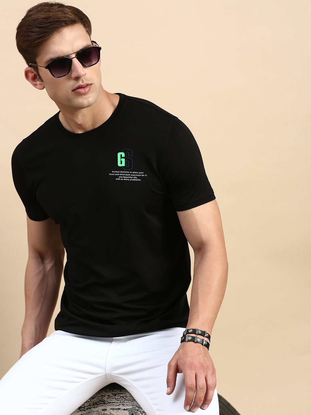 Men Black Printed T Shirt