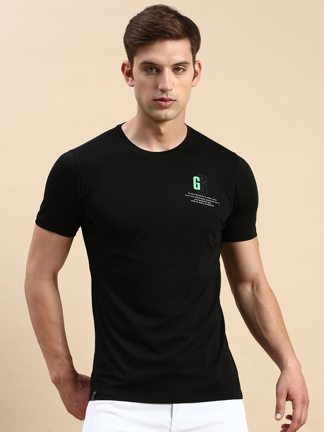 Men Black Printed T Shirt