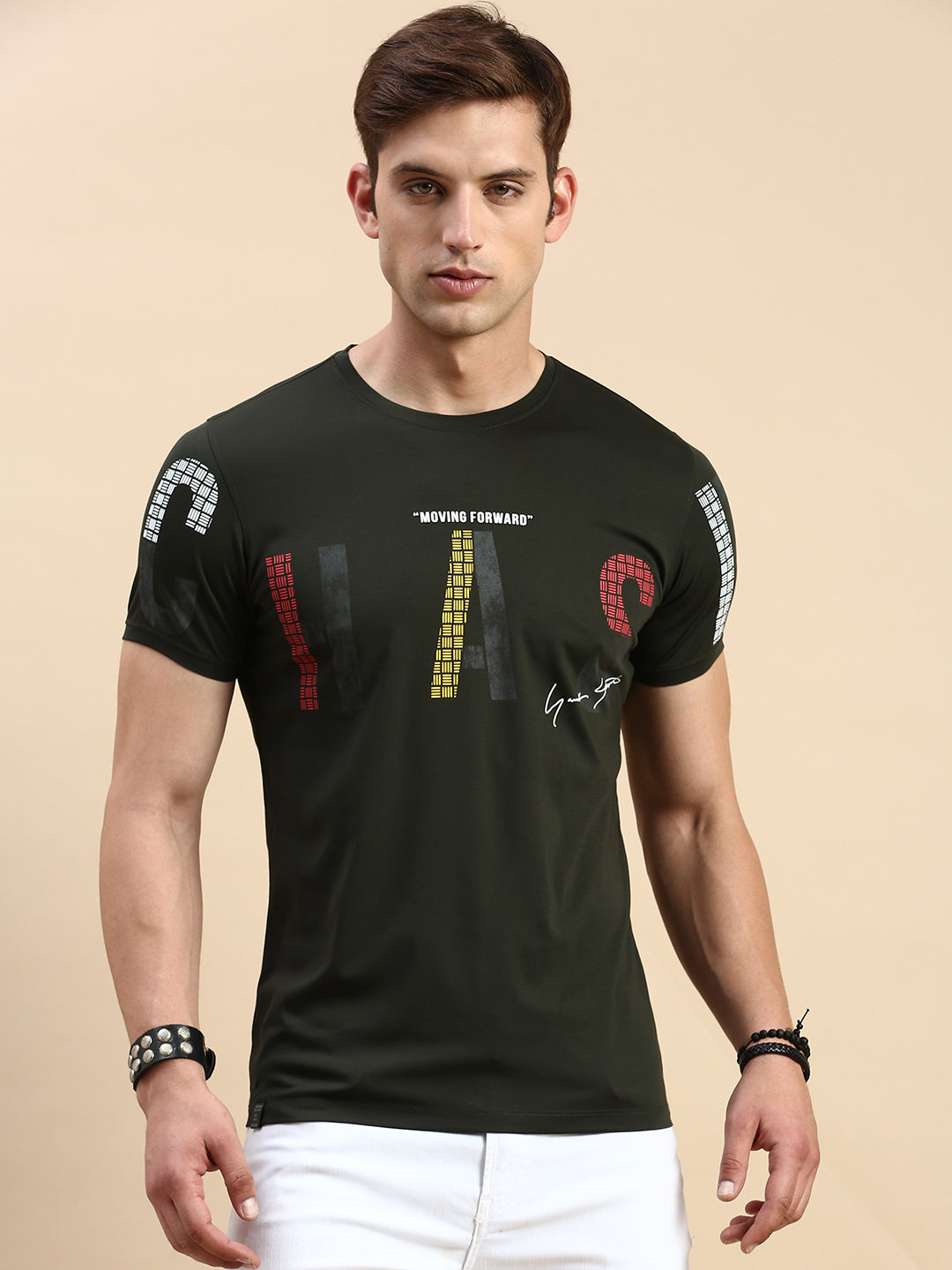 Men Green Printed T Shirt