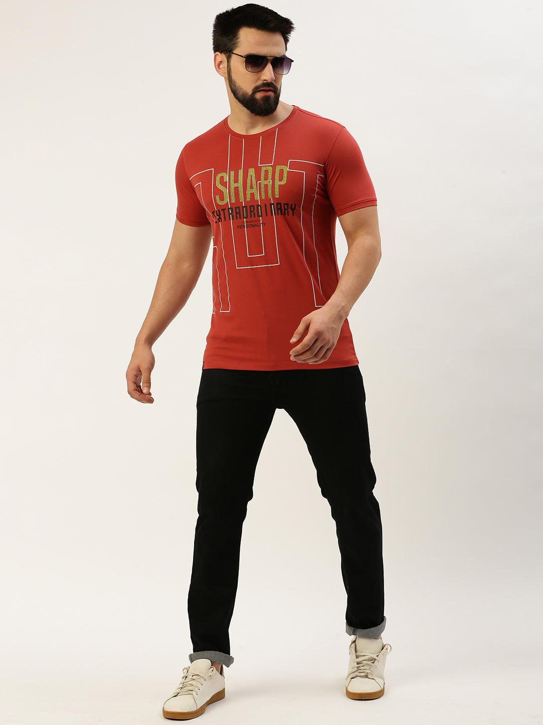 Men Rust Printed T Shirt