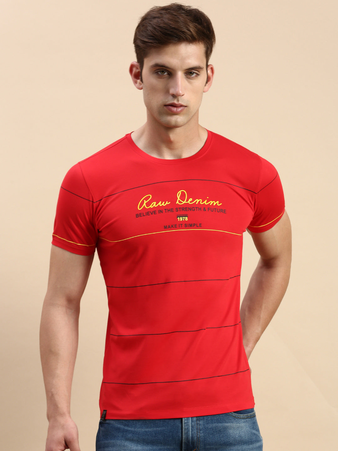 Men Red Printed T Shirt