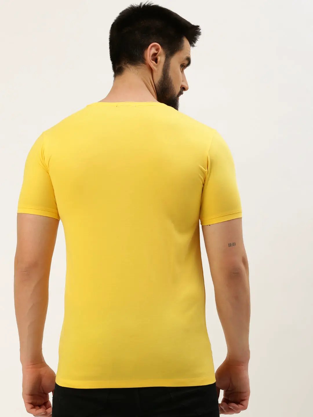 Men's Yellow Printed T-Shirt