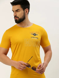 Men's Yellow Round Neck Slim Fit T-shirt