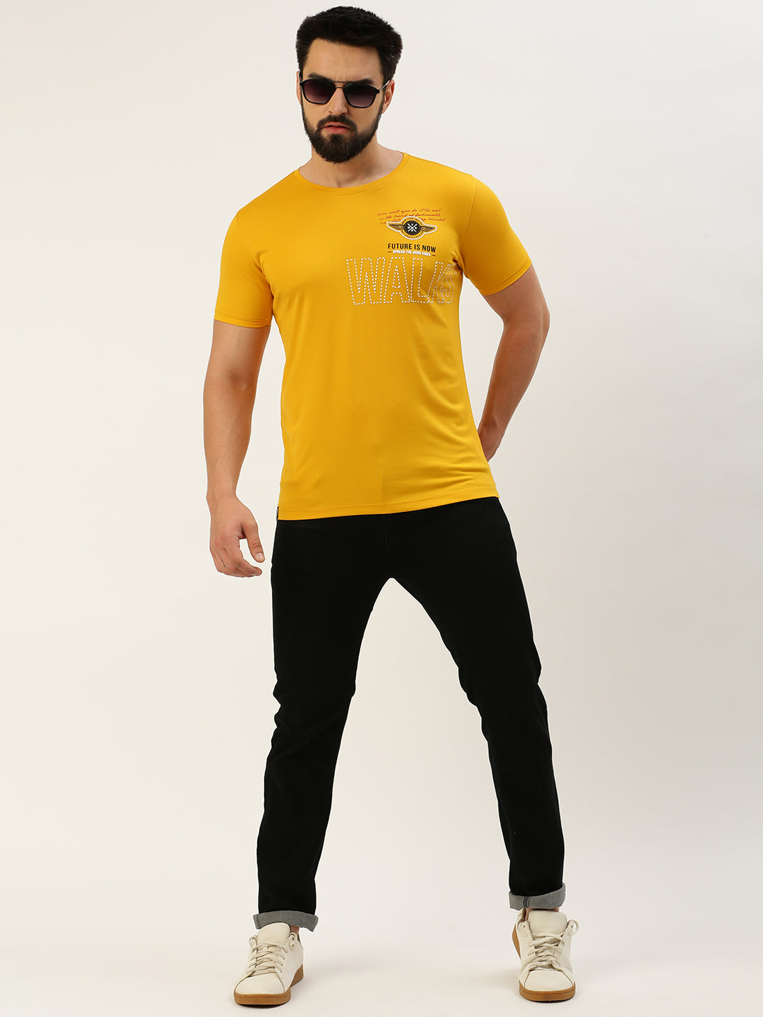 Men Yellow Printed T Shirt