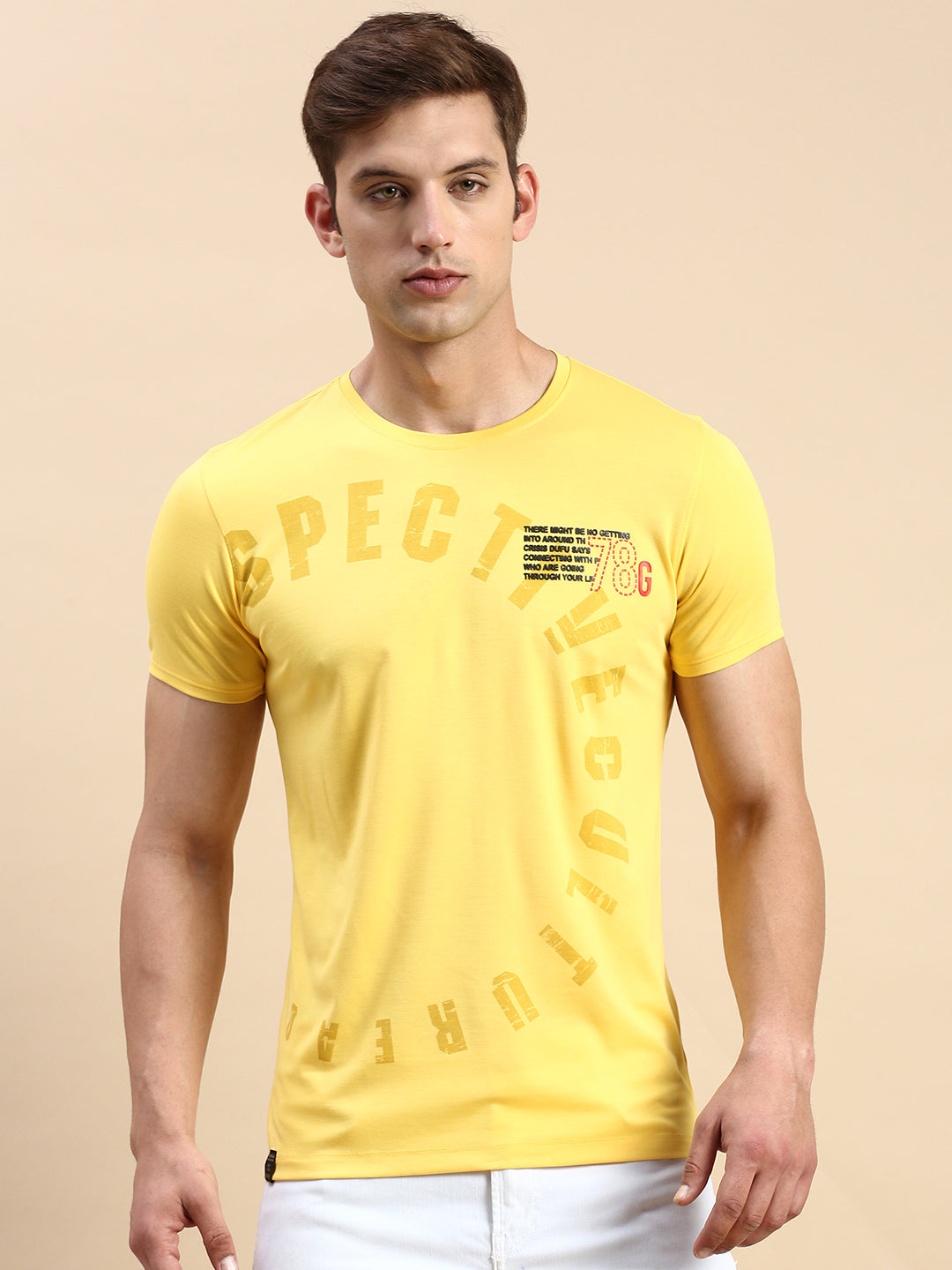 Men Yellow Printed T Shirt