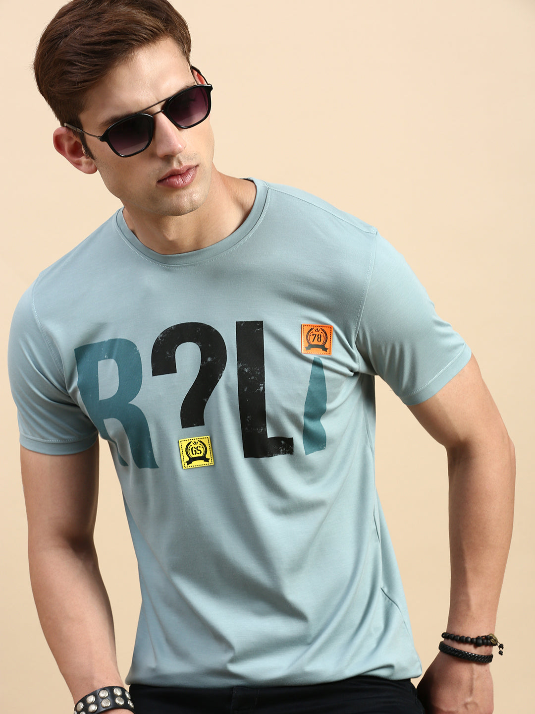 Men Green Printed T Shirt