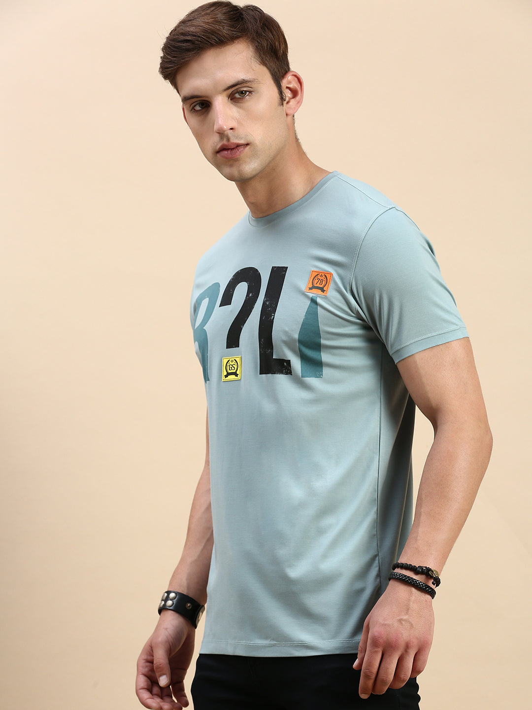 Men Green Printed T Shirt