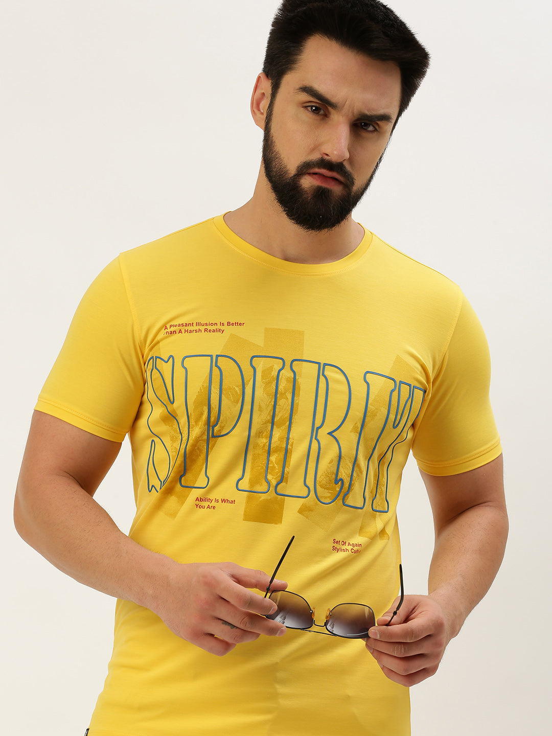 Men Yellow Printed T Shirt