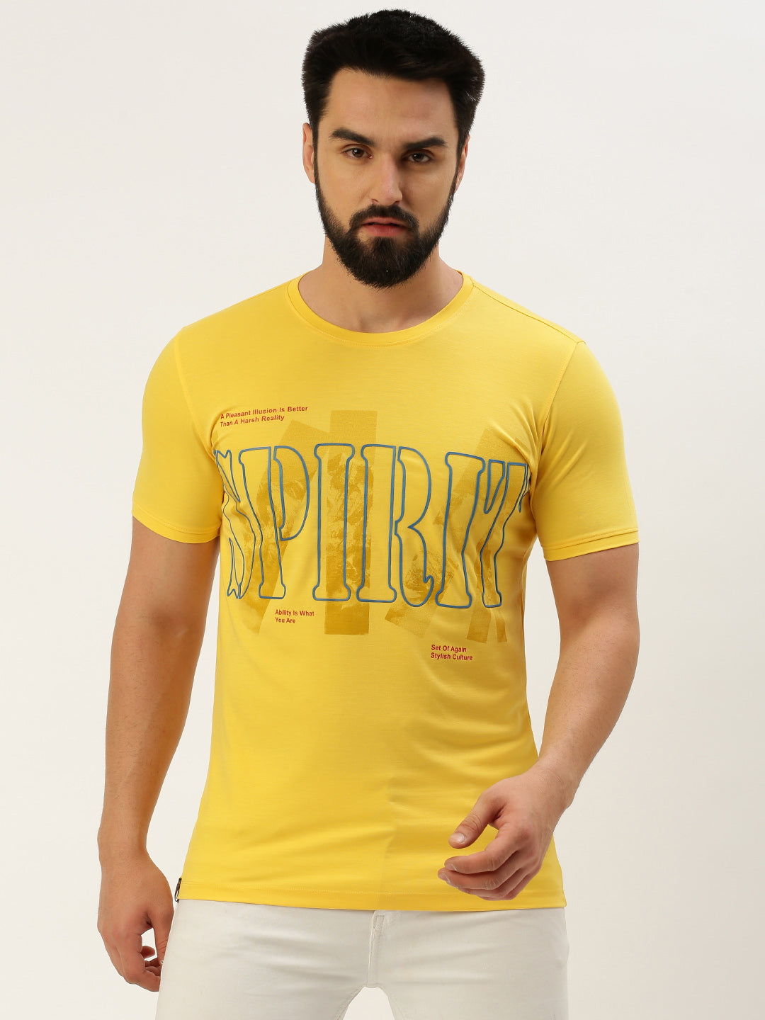 Men Yellow Printed T Shirt