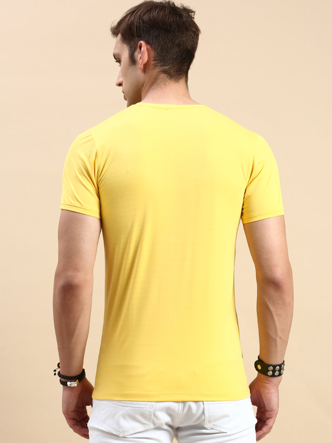 Men Yellow Printed T Shirt