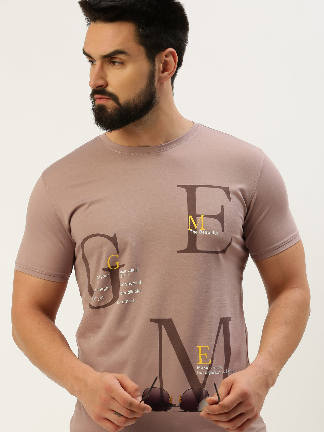 Men Mauve Printed T Shirt