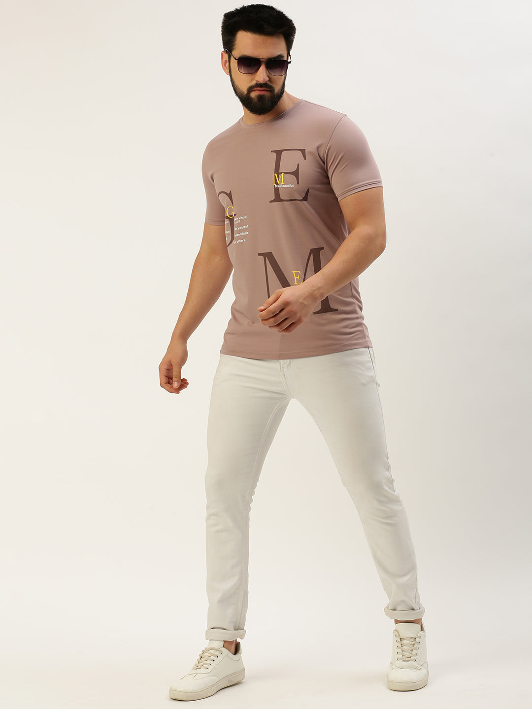 Men Mauve Printed T Shirt