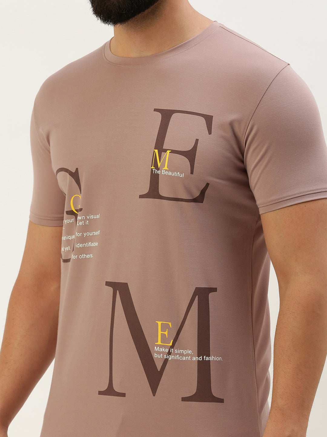 Men Mauve Printed T Shirt